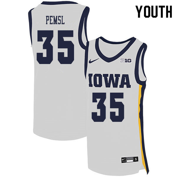 2020 Youth #35 Cordell Pemsl Iowa Hawkeyes College Basketball Jerseys Sale-White - Click Image to Close